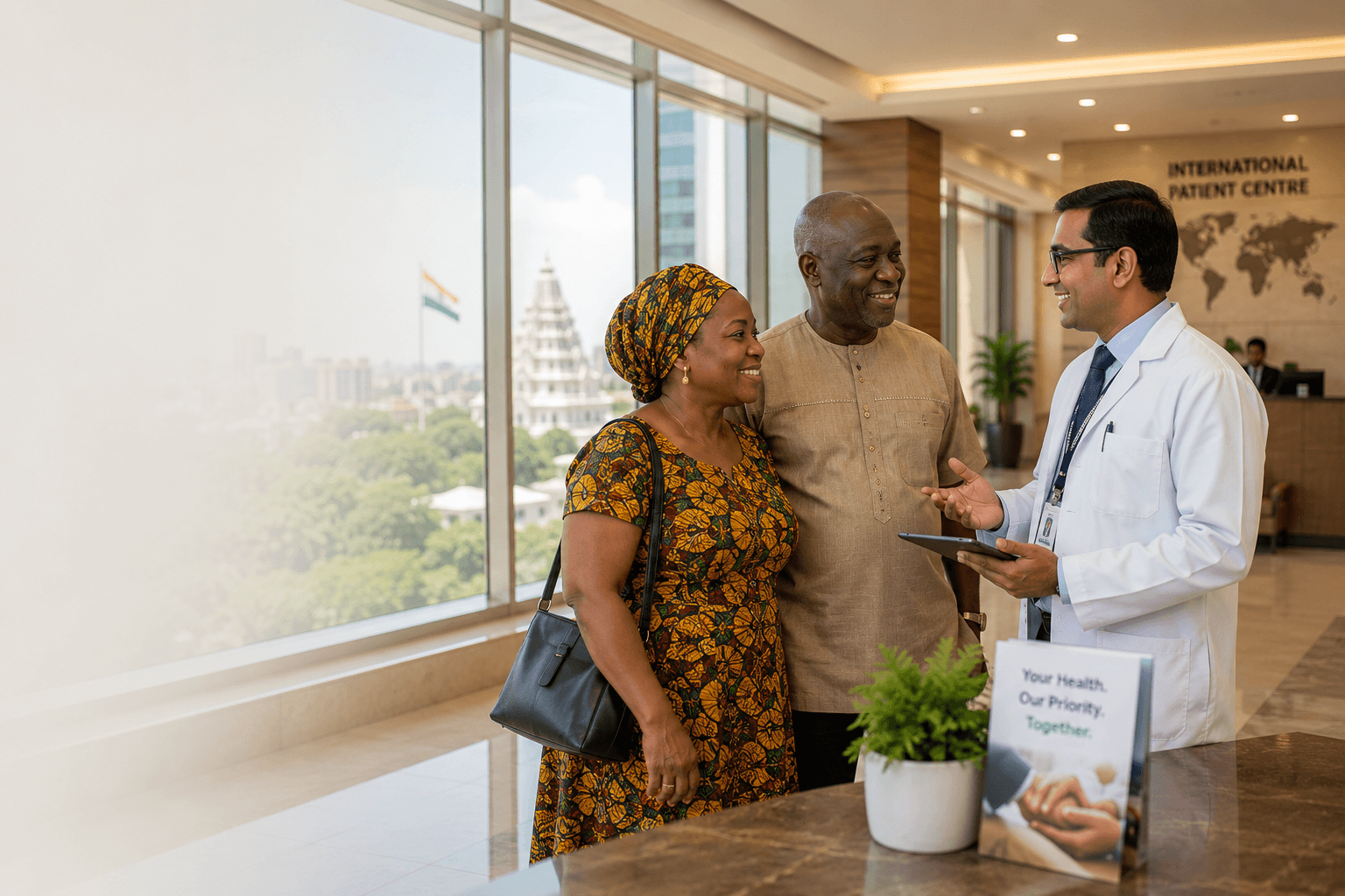 A patient discussing specialist treatment options with a care coordinator